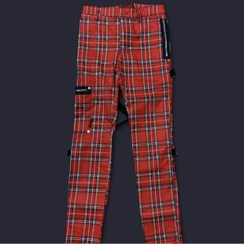 Tripp NYC Red Plaid Skinny Jeans